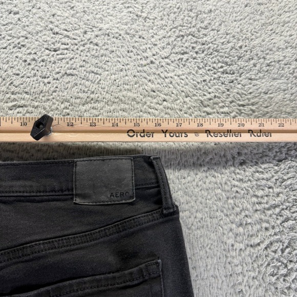 Aeropostale Jeans Women 32x29 Black Cotton Denim Mom Distressed Workwear Travel - Picture 7 of 10